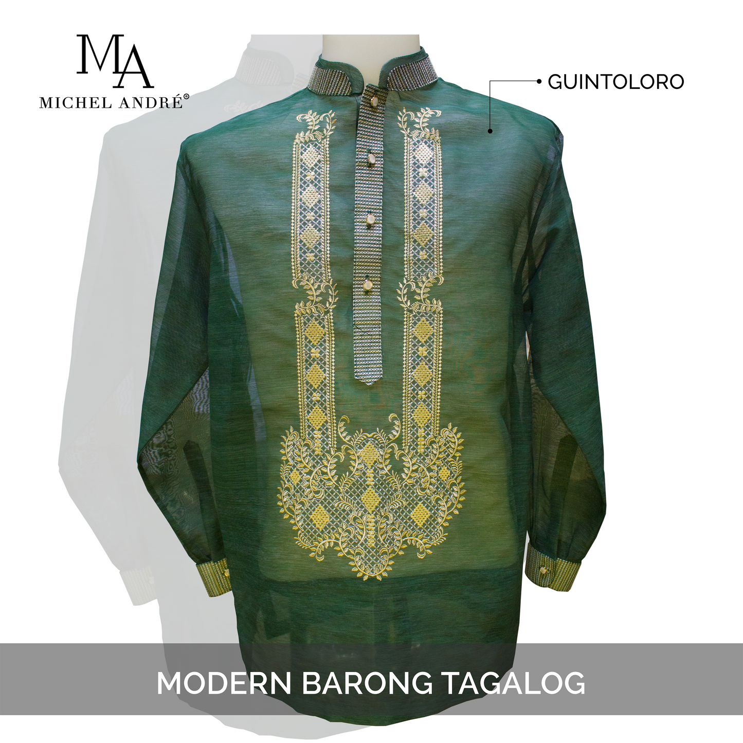 MA MODERN BARONG TAGALOG (GUINTOLORO GREEN)