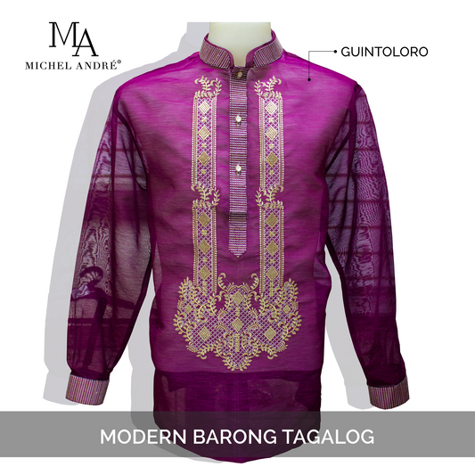 MA MODERN BARONG TAGALOG (GUINTOLORO MAROON)