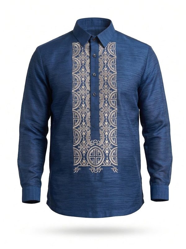 Midnight Blue Long-Sleeved Barong Tagalog